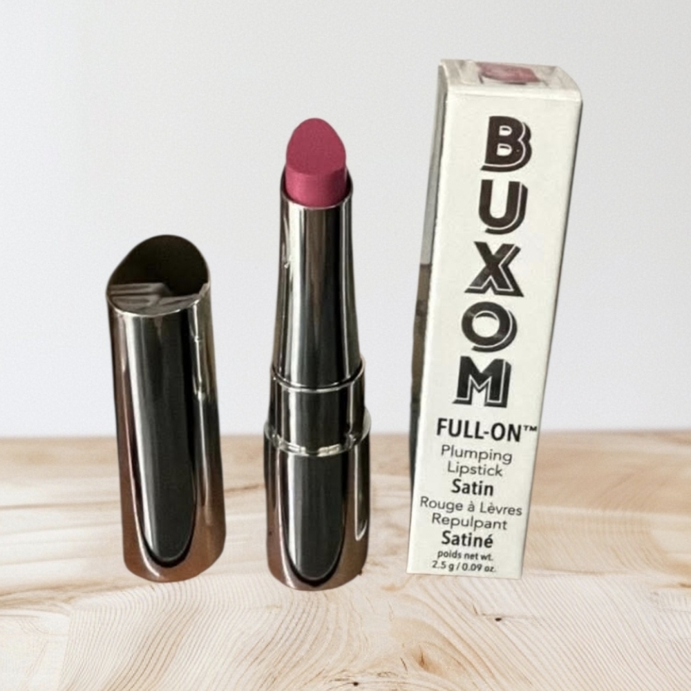 Buxom Satin Plumping Lipstick in Rose Bubbles